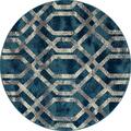 Art Carpet 5 Ft. Bastille Collection Fretwork Border Woven Round Area Rug, Blue 841864108440